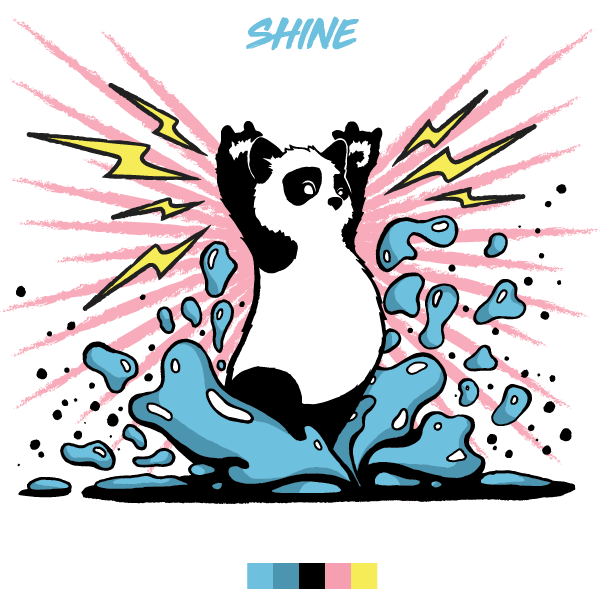 Design of Panda bolding coming out of water with energy, tag line says They Will Know Us